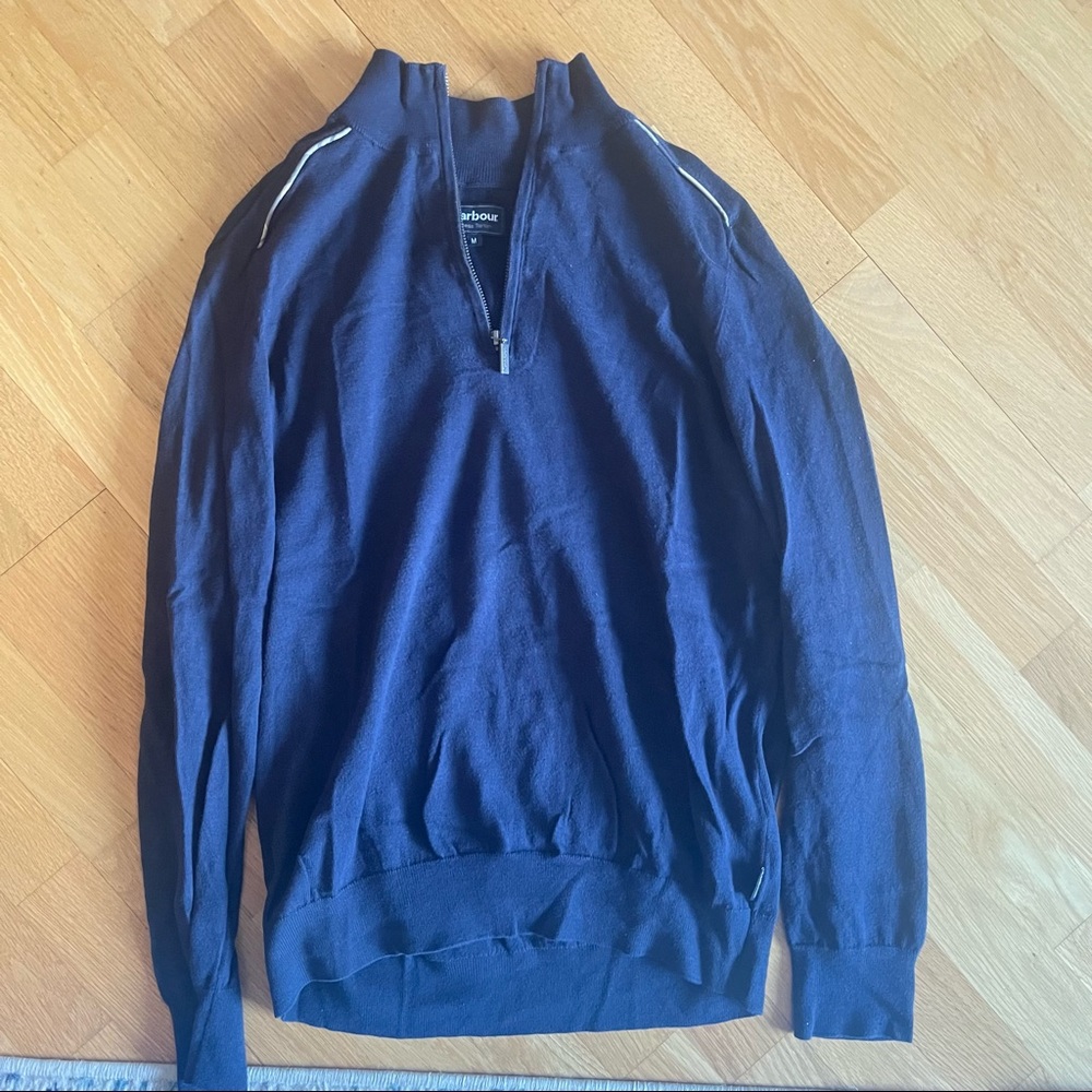 Mens Barbour Navy Half Zip Sweater